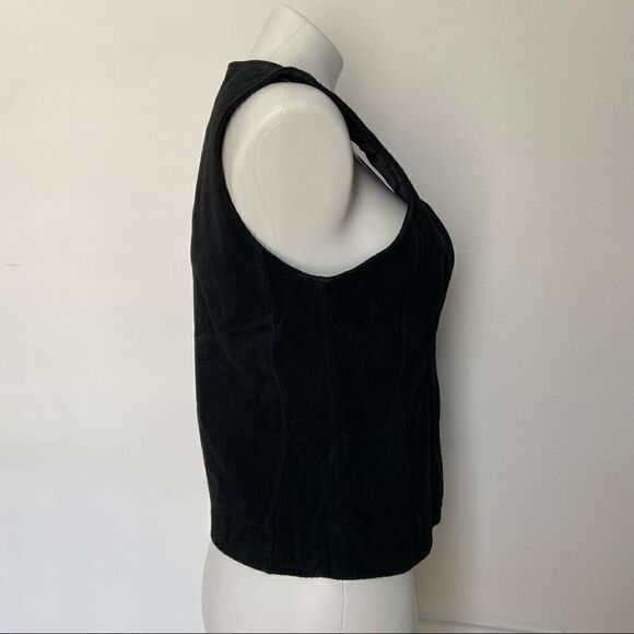 Outbrook Vintage Leather Button Front Vest 90s Western Biker - Picture 5 of 11